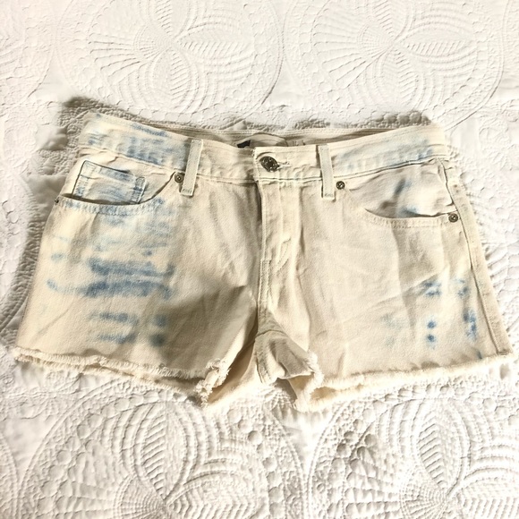 Levi's Pants - LEVI’S Tie Dye Cutoff Jean Shorts White Blue Junior Size 5 Zip Fly